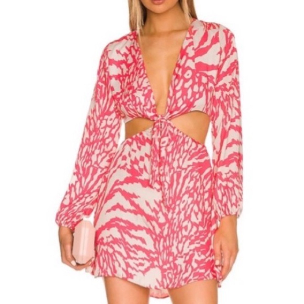 Pink & Cream Tie-Front Mini Dress
